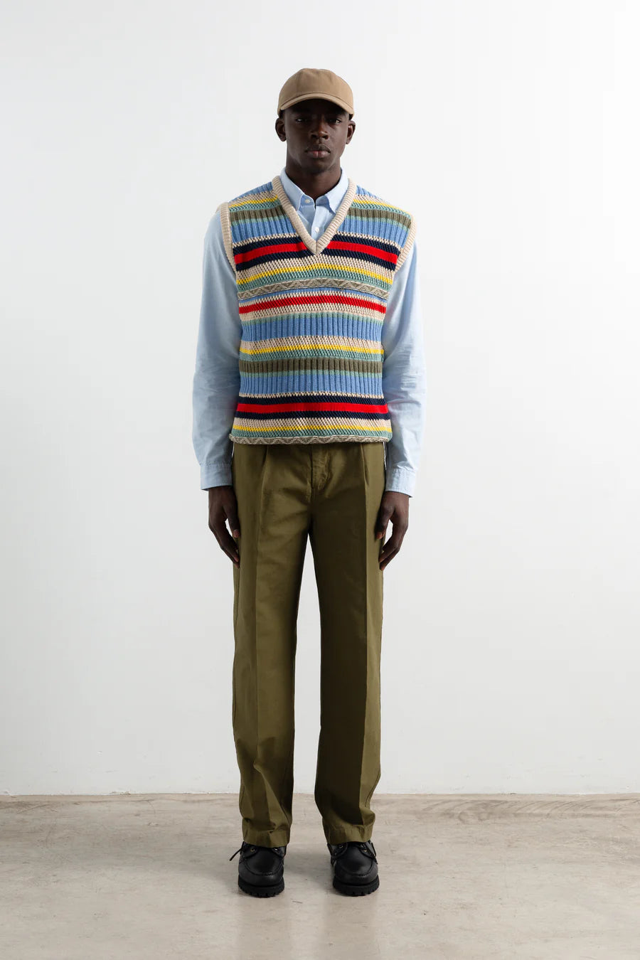 Multi-stripe off-white vest
