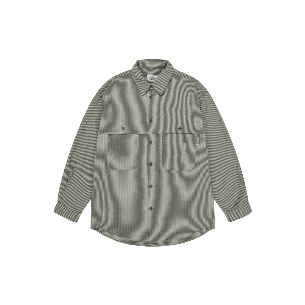 Stripe pocket work shirt khaki