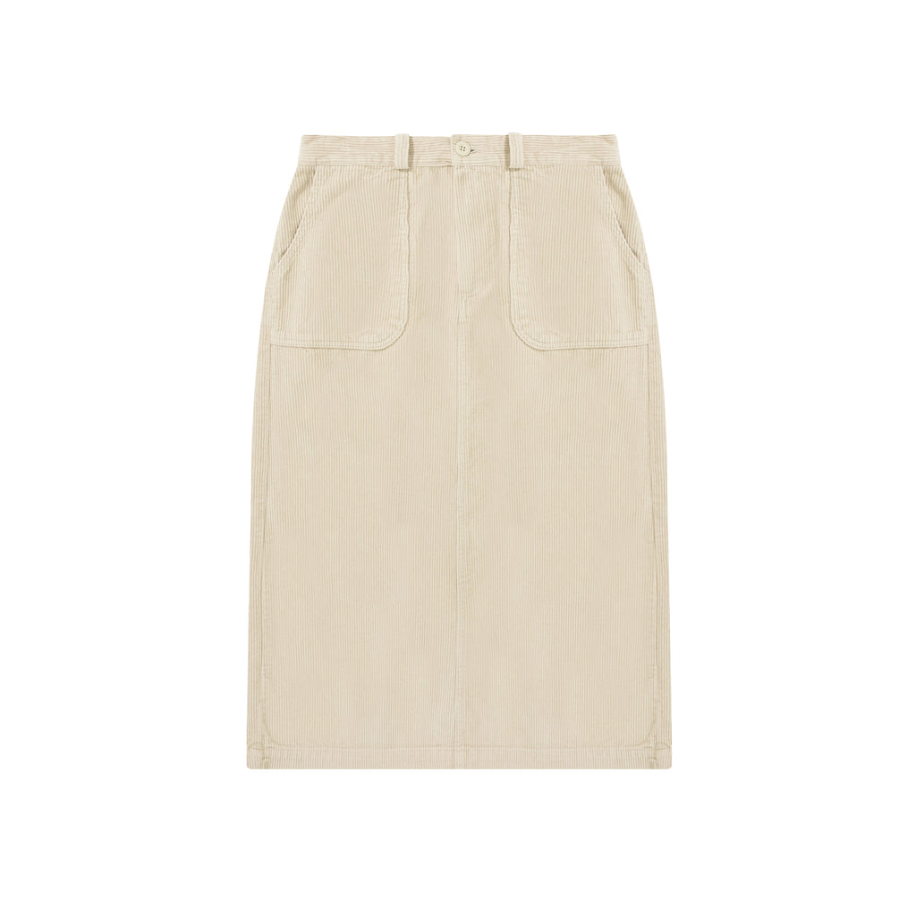 Cream corduroy fatigue skirt
