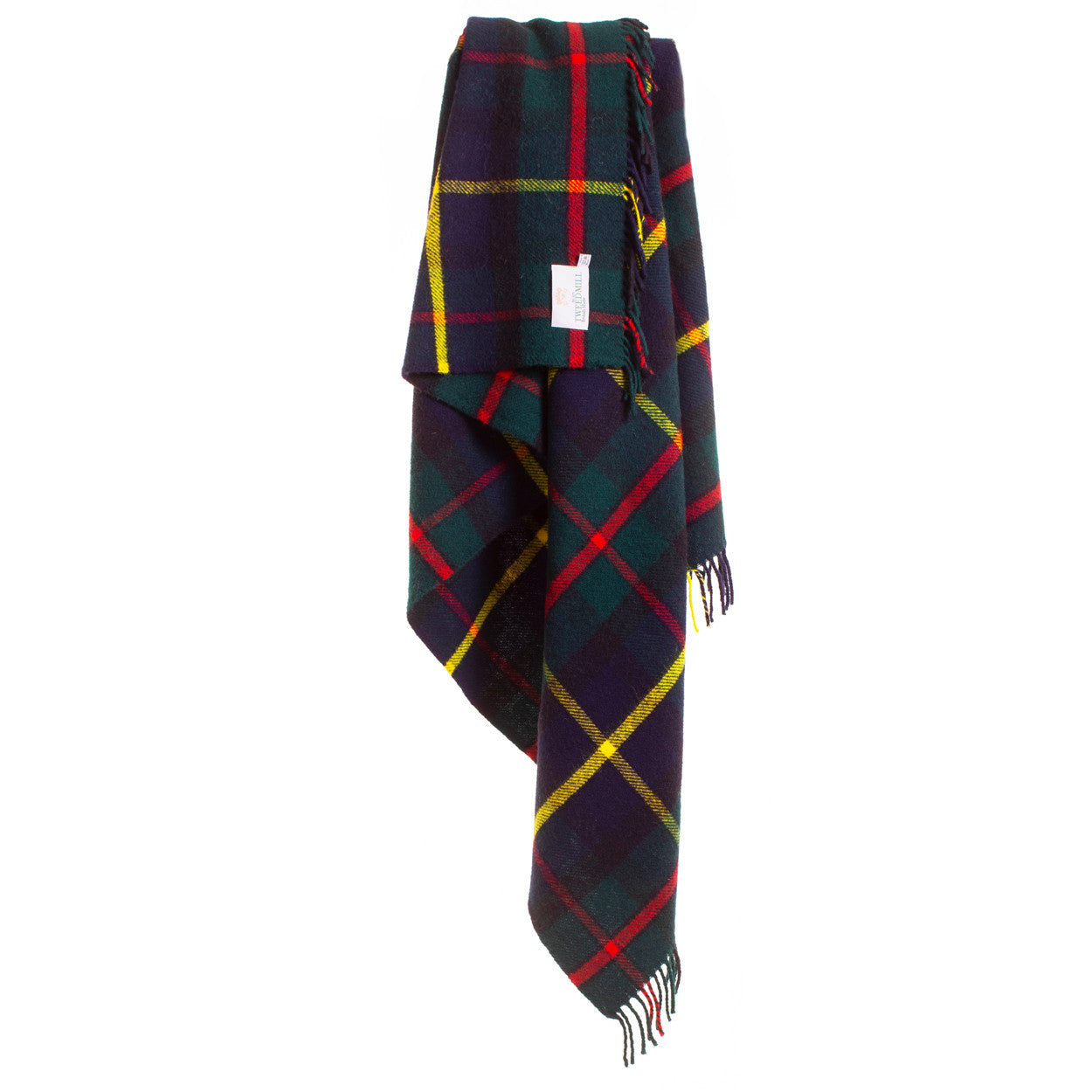 Virgin wool green tartan throw