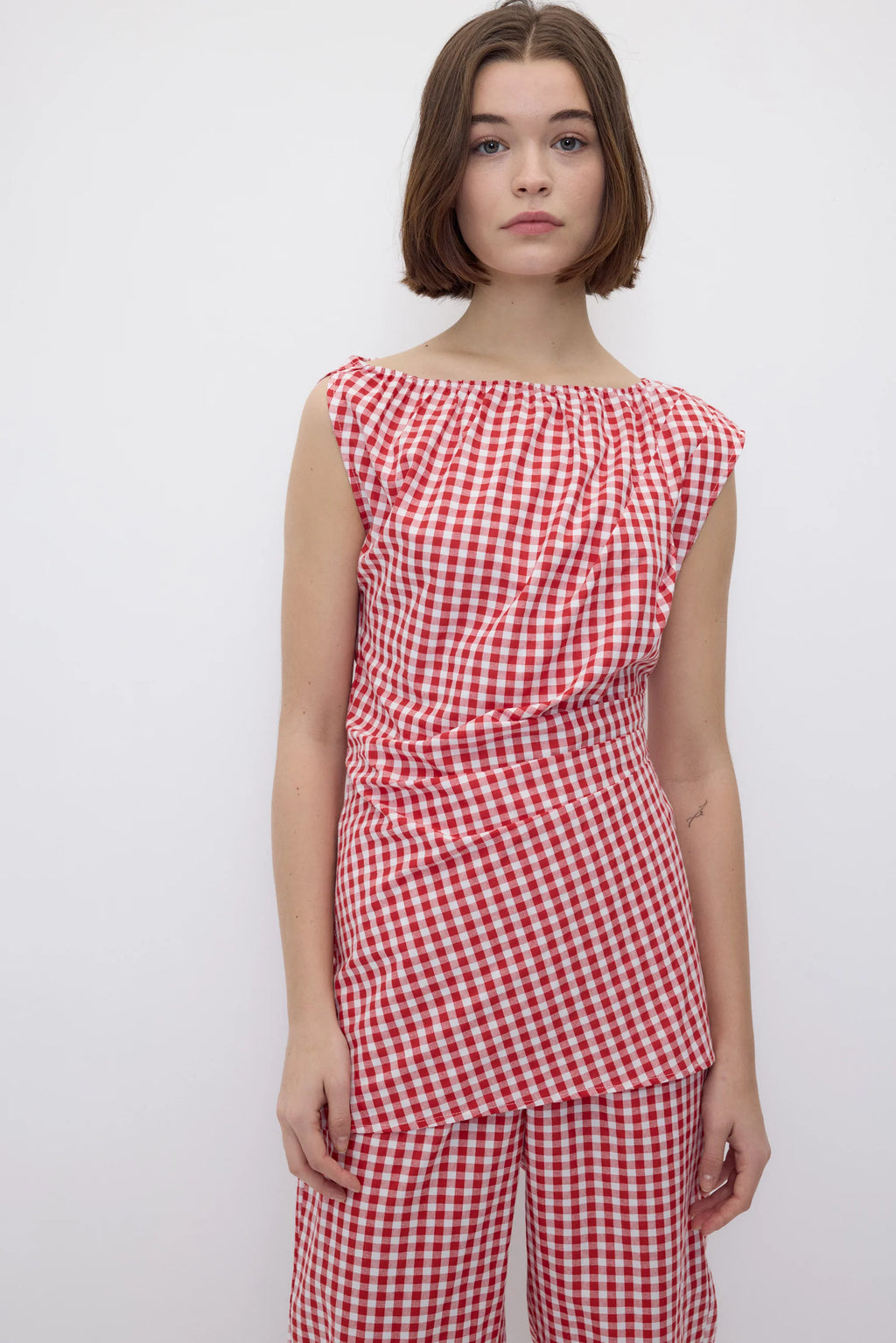 Melisande red gingham top