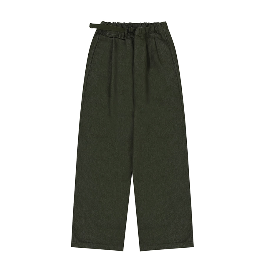 Two tuck wide denim pants khaki