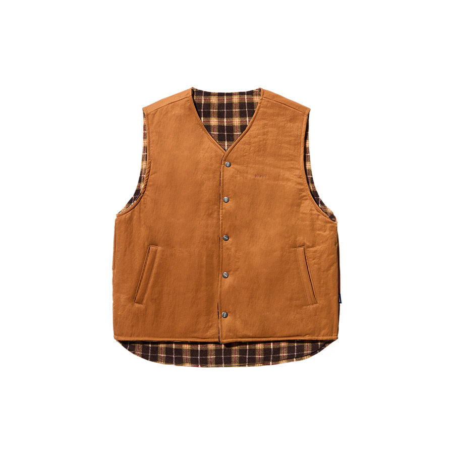 Reversible nylon check vest orange