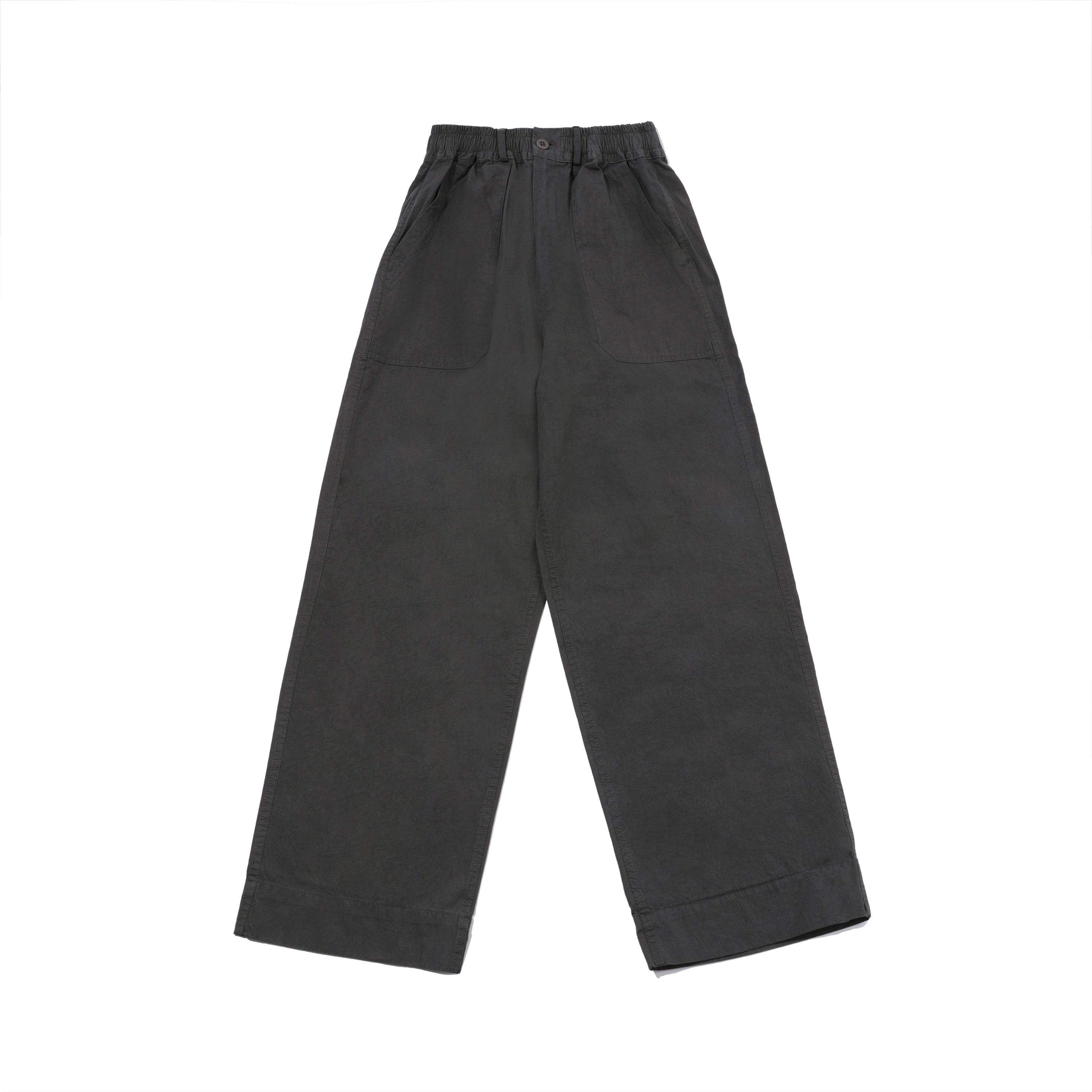 One-tuck wide fatigue pants charcoal