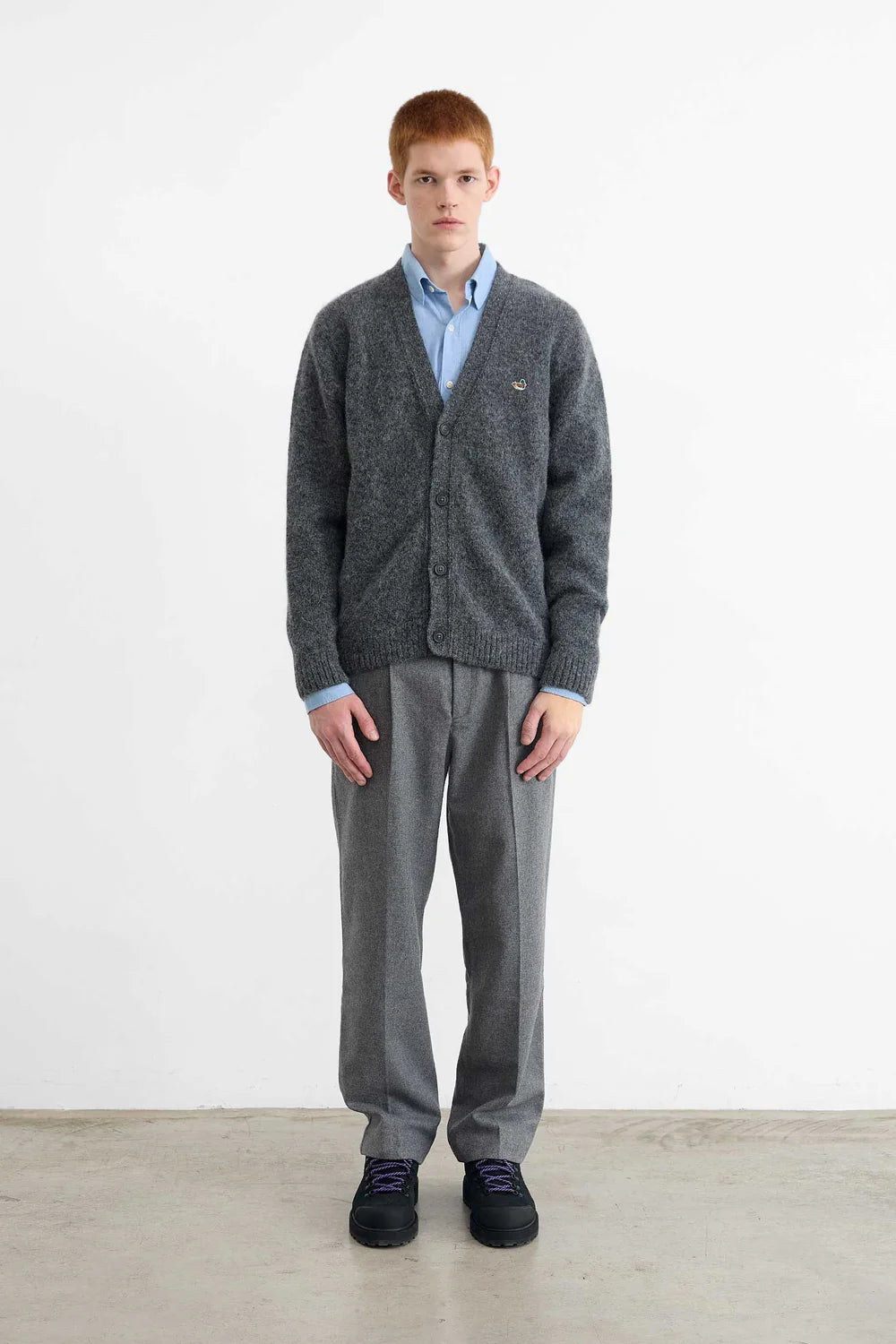 Cardigan gris à écusson canard