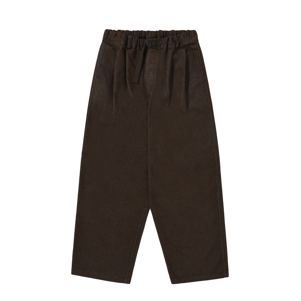 Two-tuck wide brown denim pants