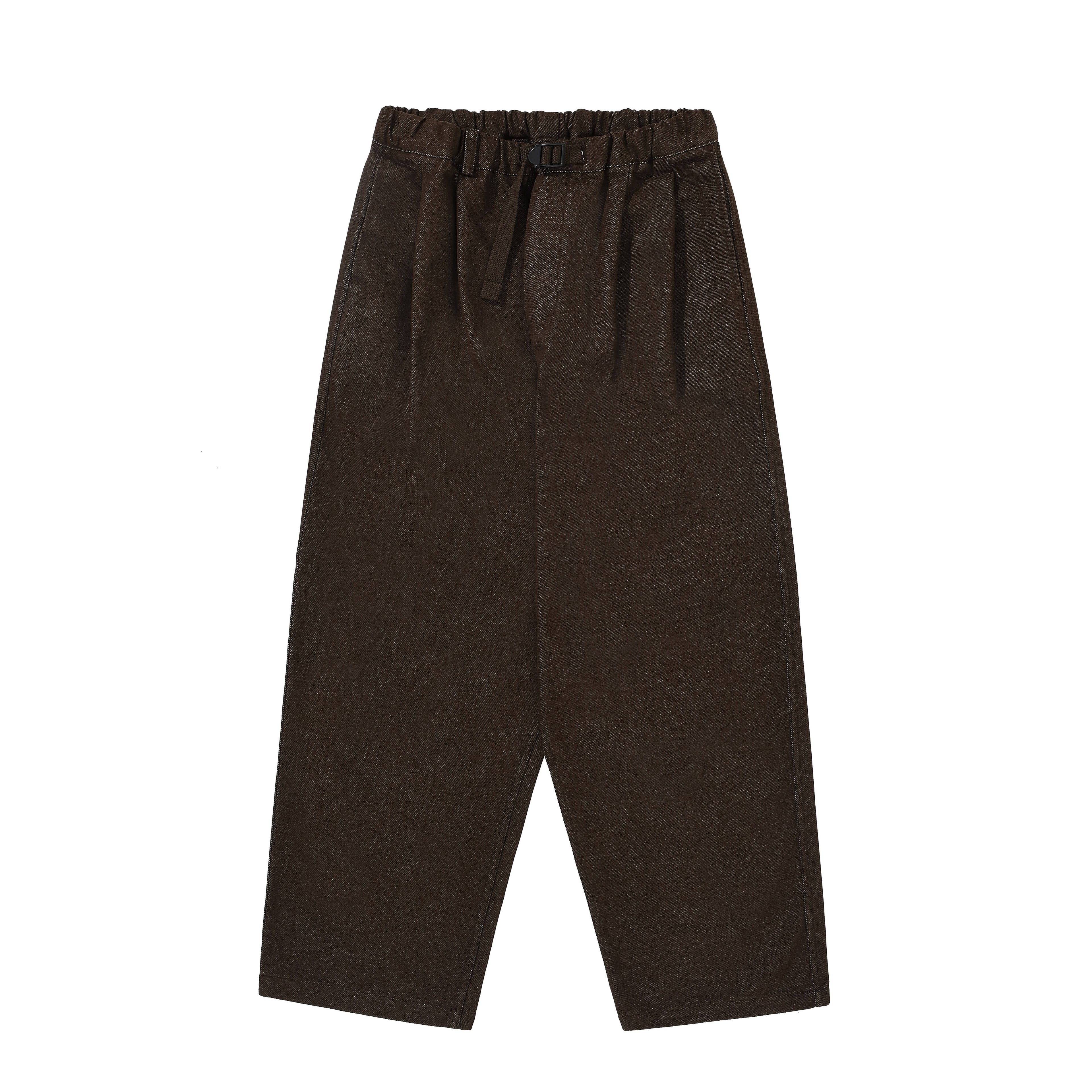 Two-tuck wide brown denim pants