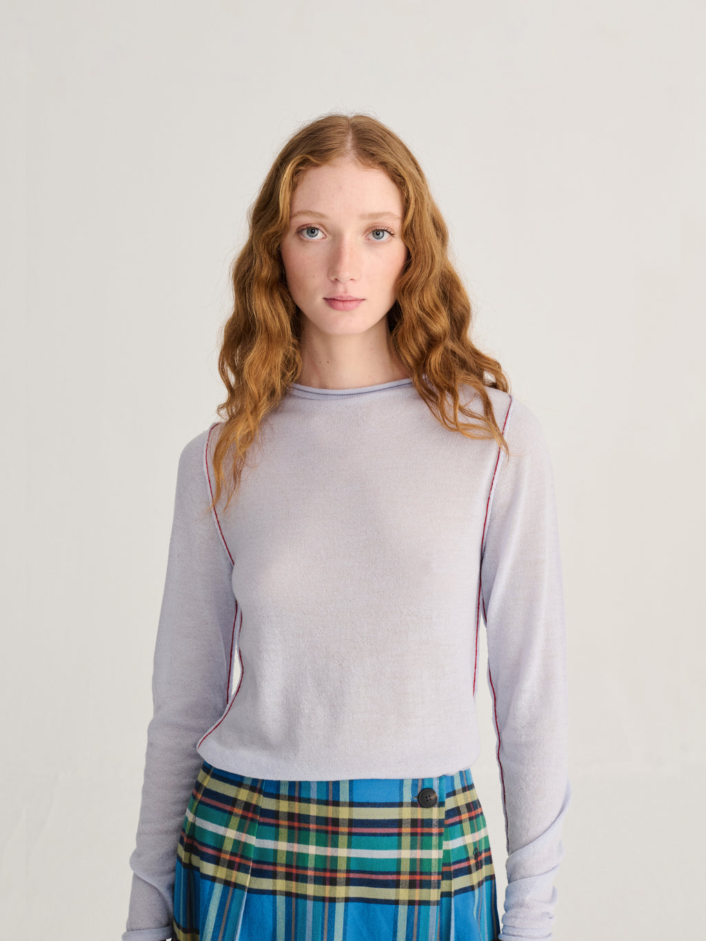 Turtleneck knitted merino jumper light blue