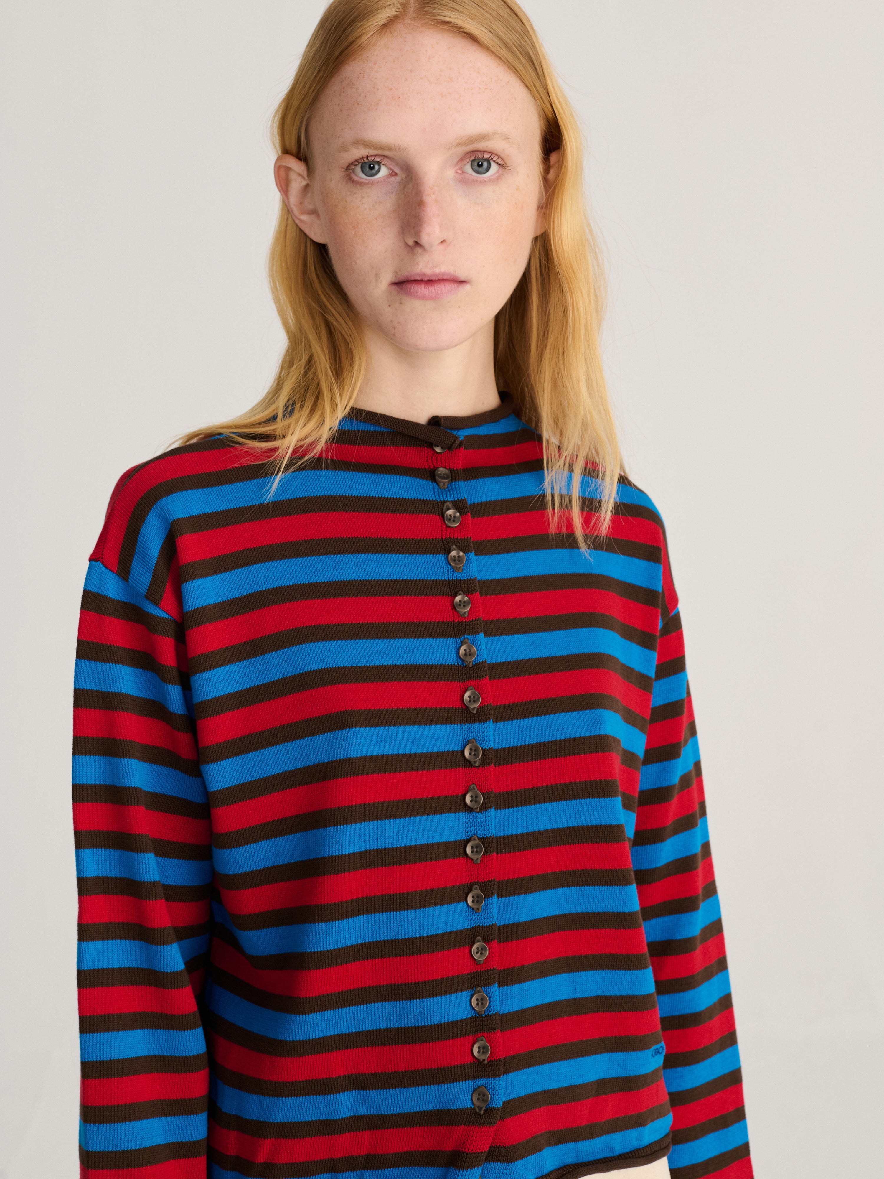 Striped cotton cardigan multi