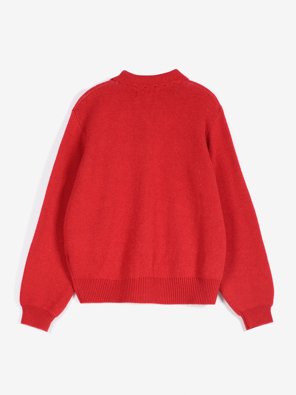 Forest scene wool blend polo cardigan red