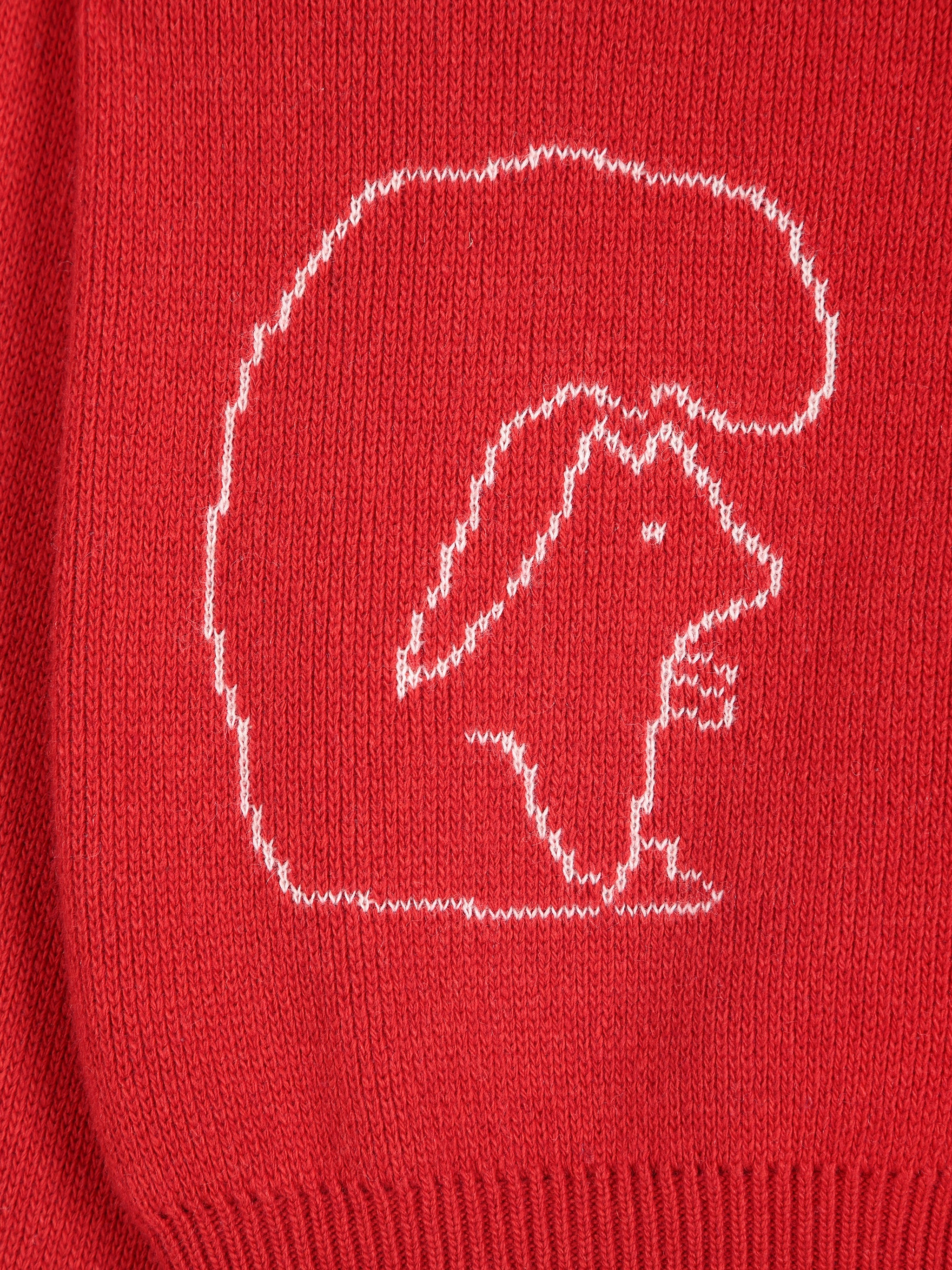 Forest scene wool blend polo cardigan red
