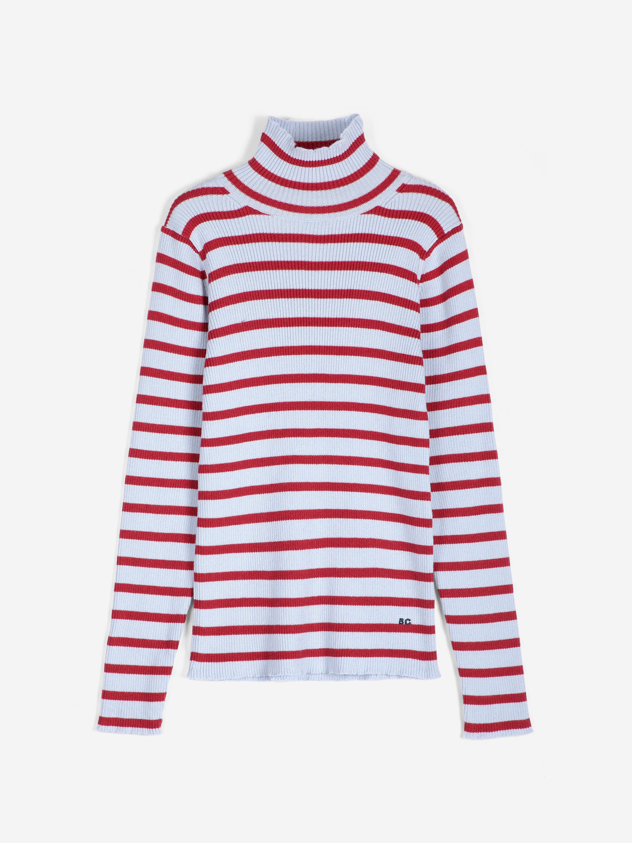 Striped turtleneck wool cotton jumper multi