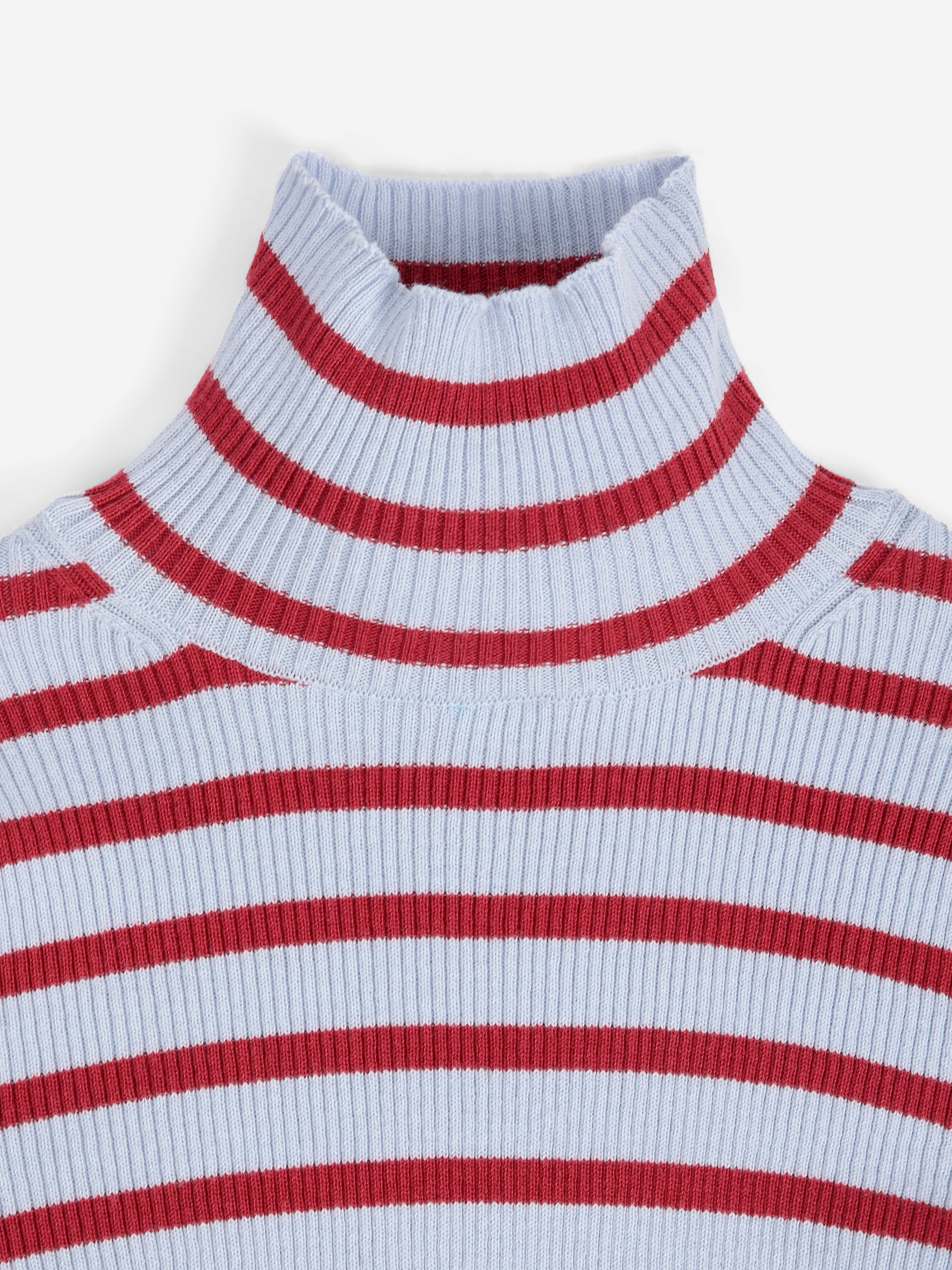 Striped turtleneck wool cotton jumper multi