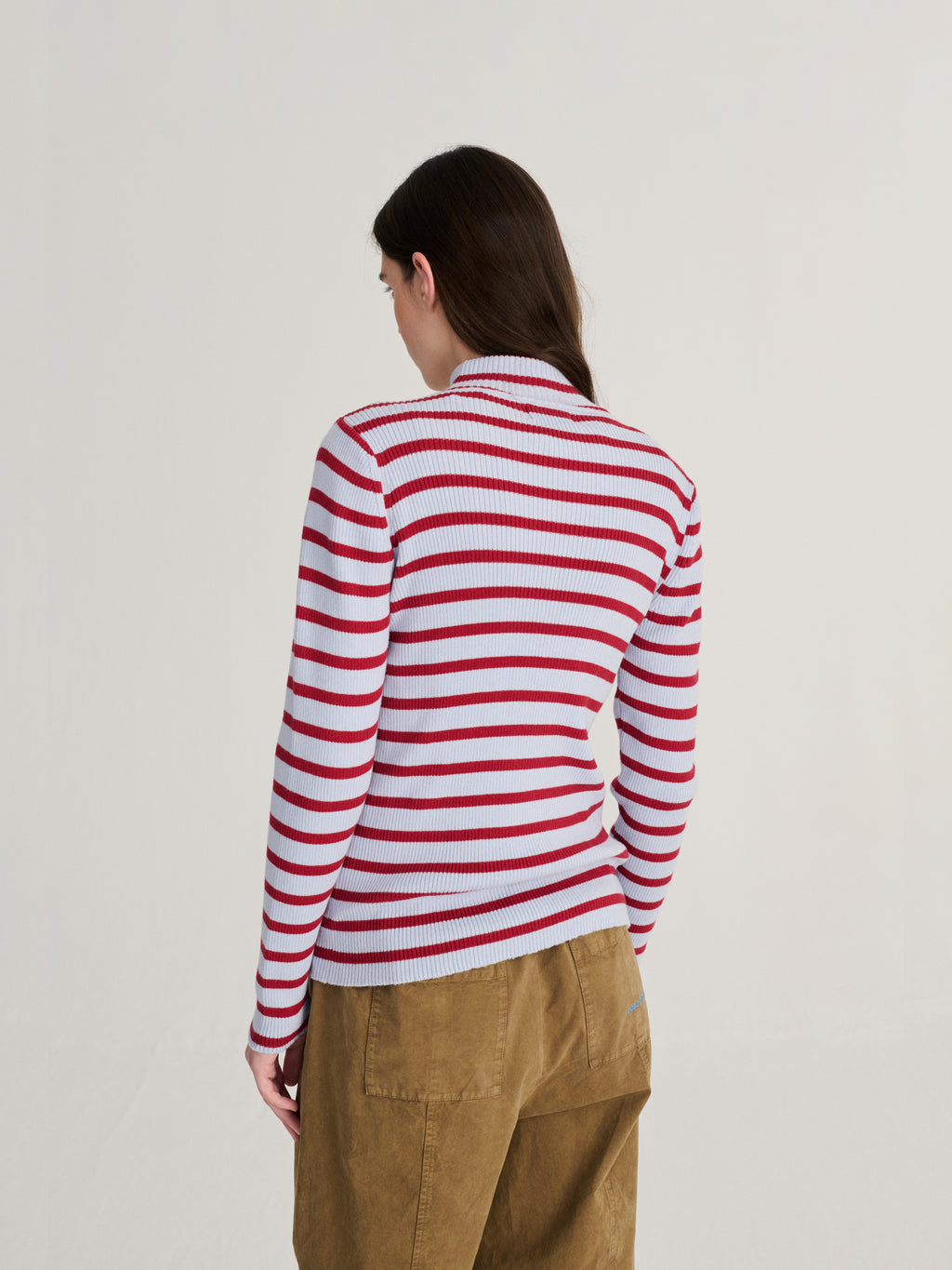 Striped turtleneck wool cotton jumper multi