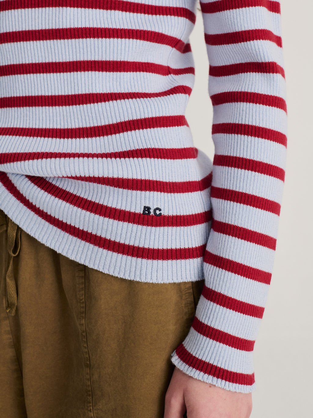 Striped turtleneck wool cotton jumper multi