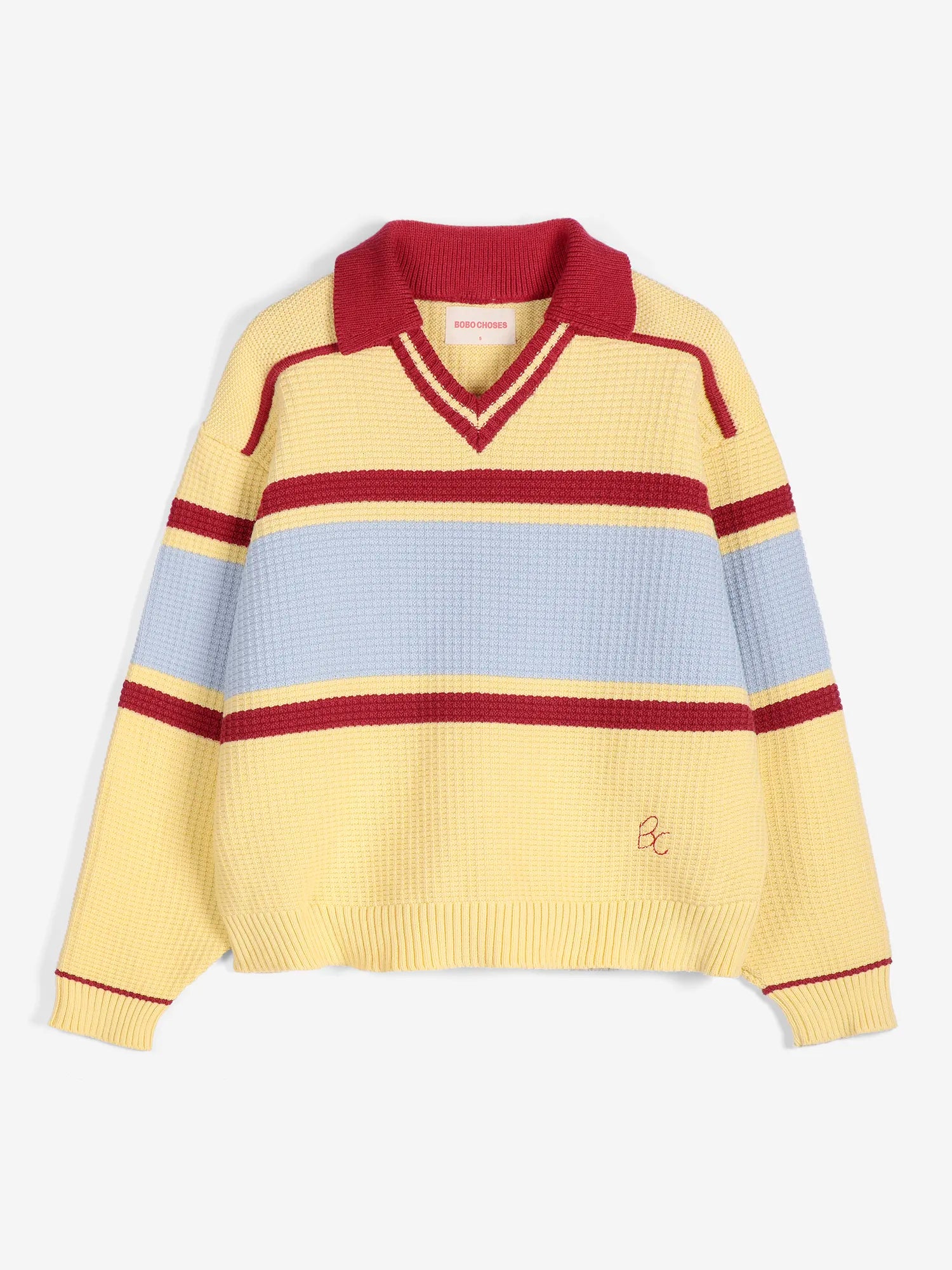 Structured wool cotton polo jumper