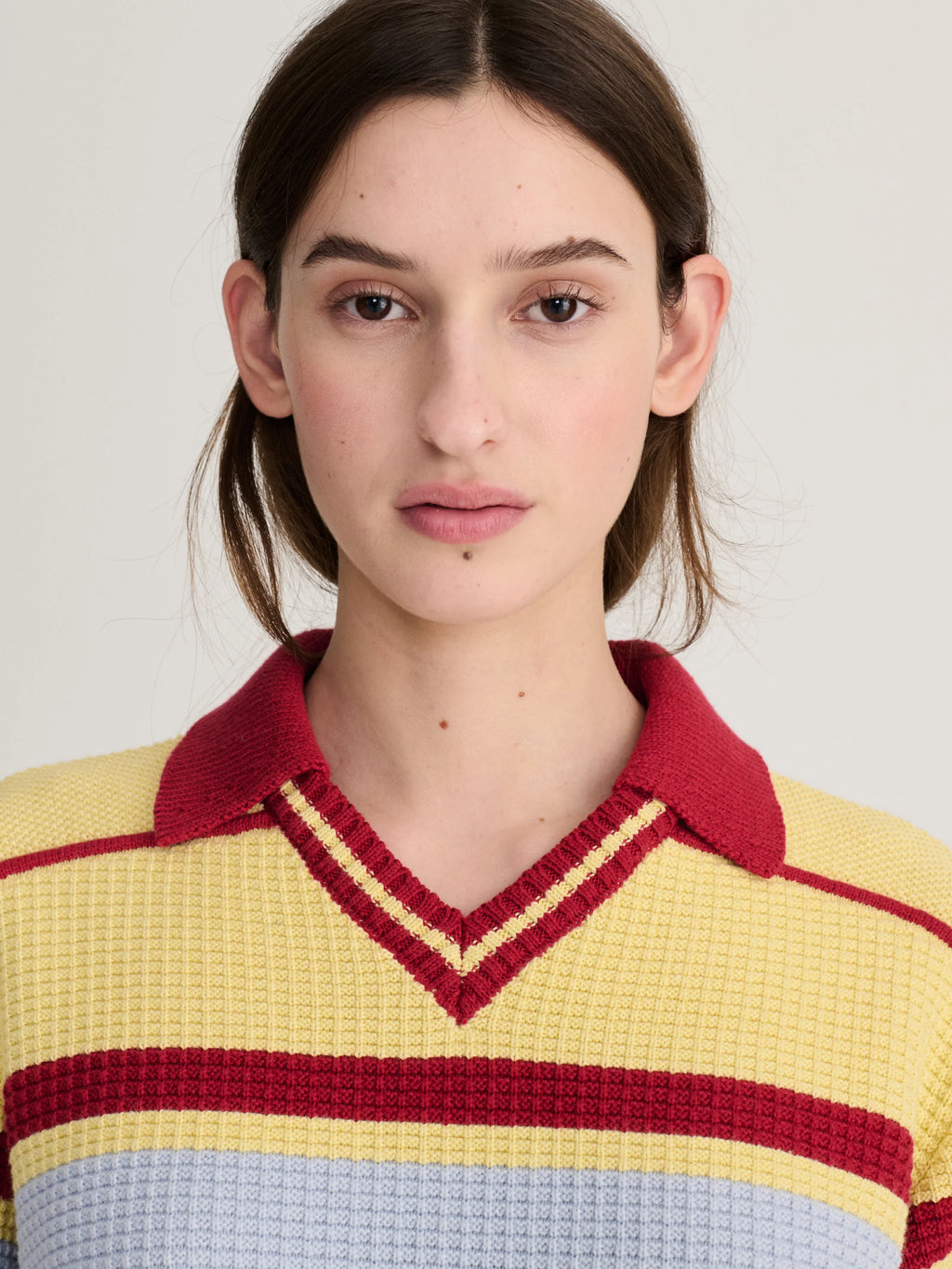 Structured wool cotton polo jumper