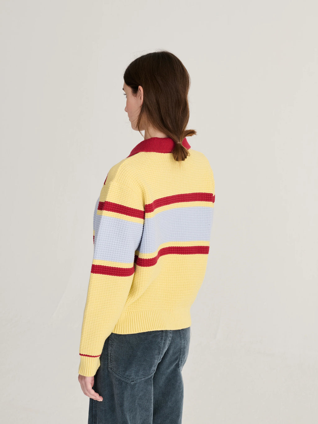 Structured wool cotton polo jumper