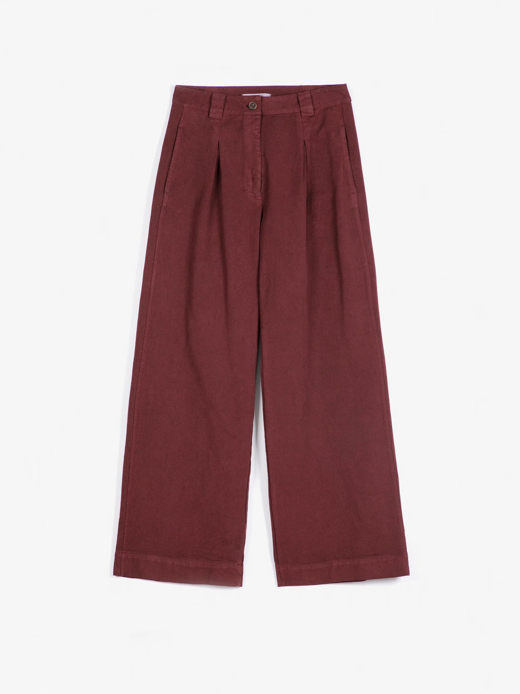 Pleated twill wide leg pants dark brown