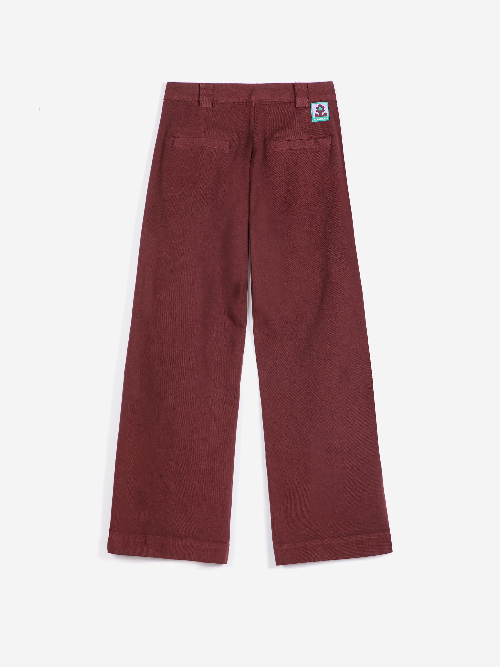 Pleated twill wide leg pants dark brown