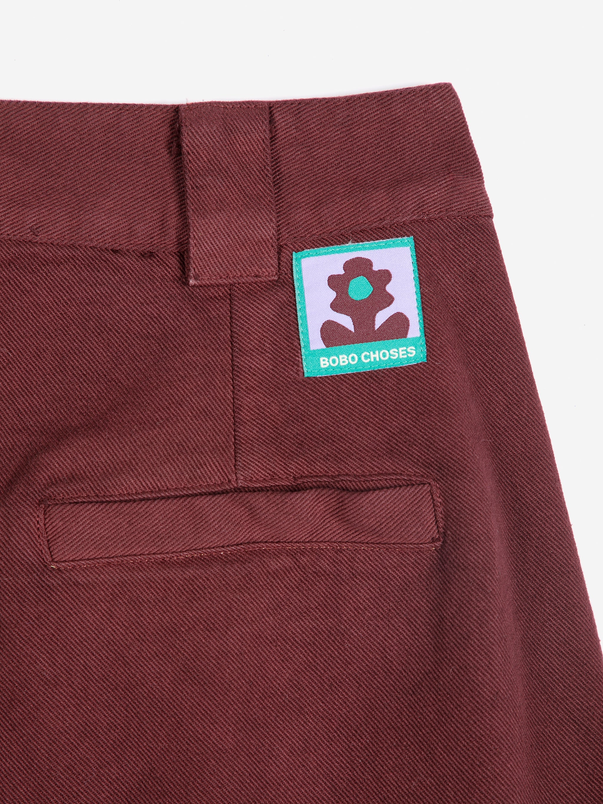 Pleated twill wide leg pants dark brown