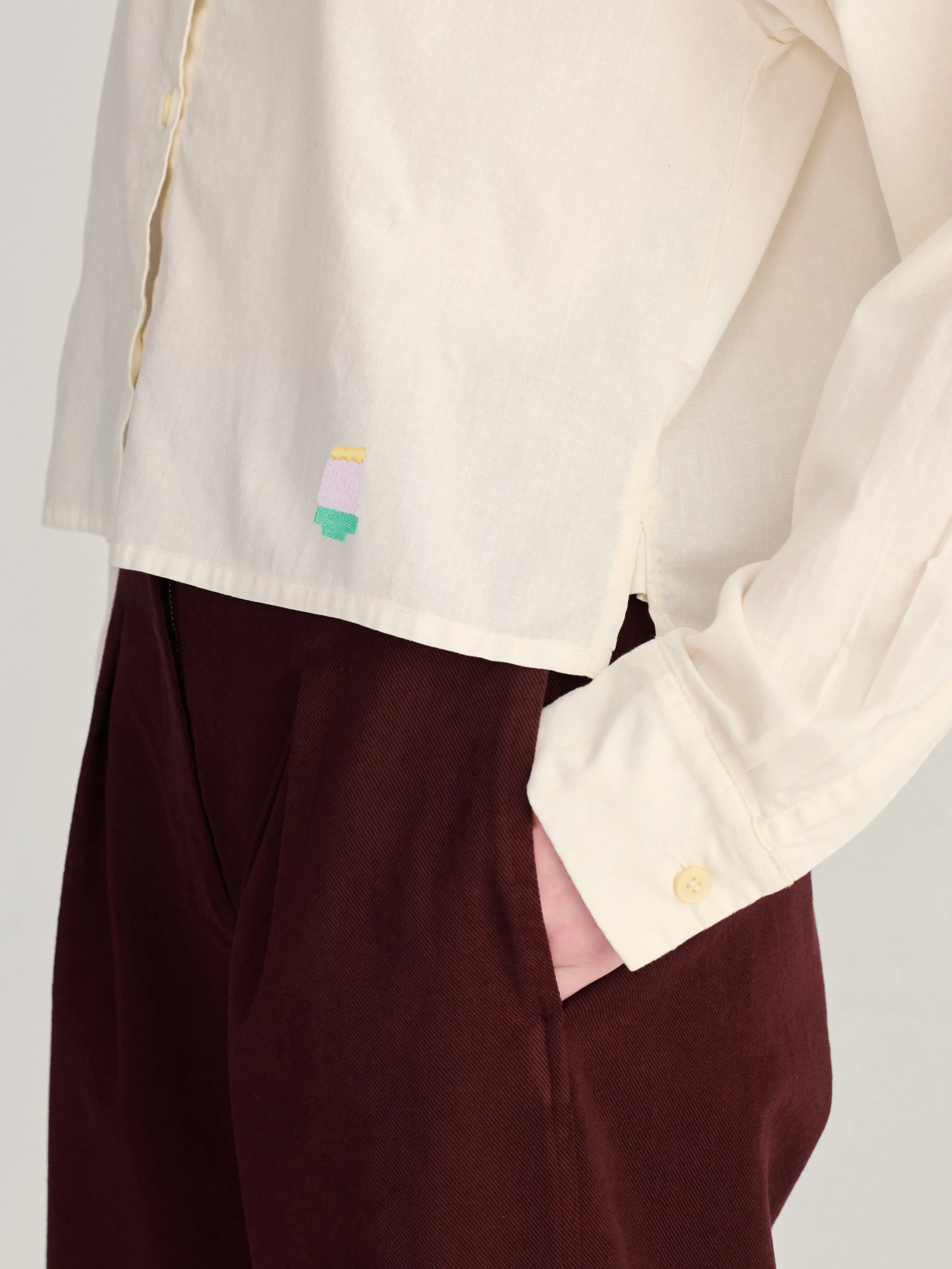 Pleated twill wide leg pants dark brown