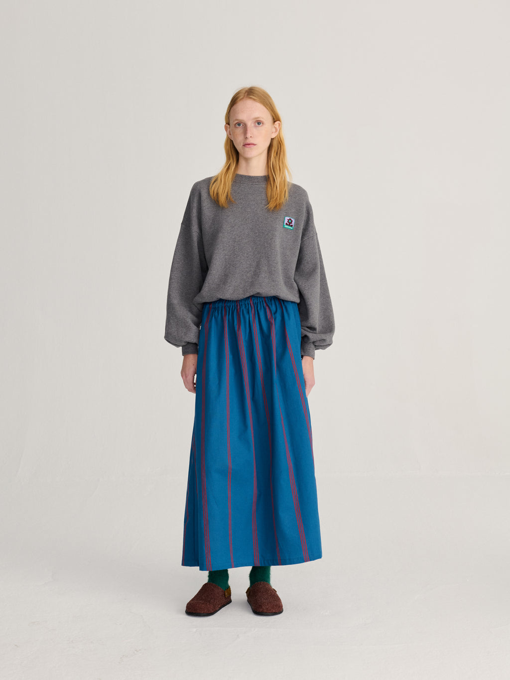 Triple stripes all over skirt blue