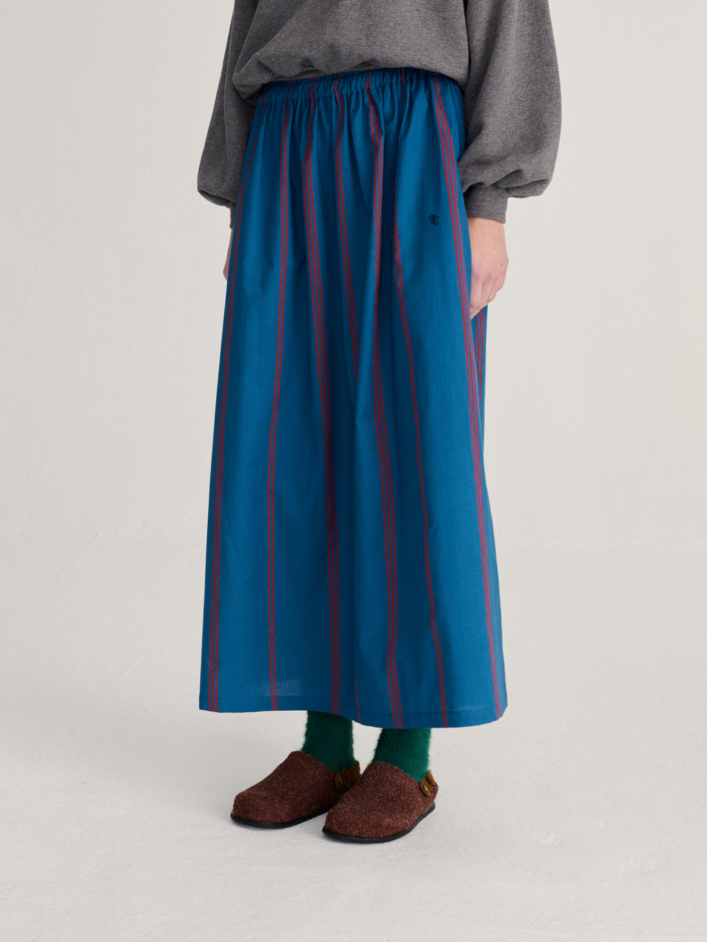 Triple stripes all over skirt blue