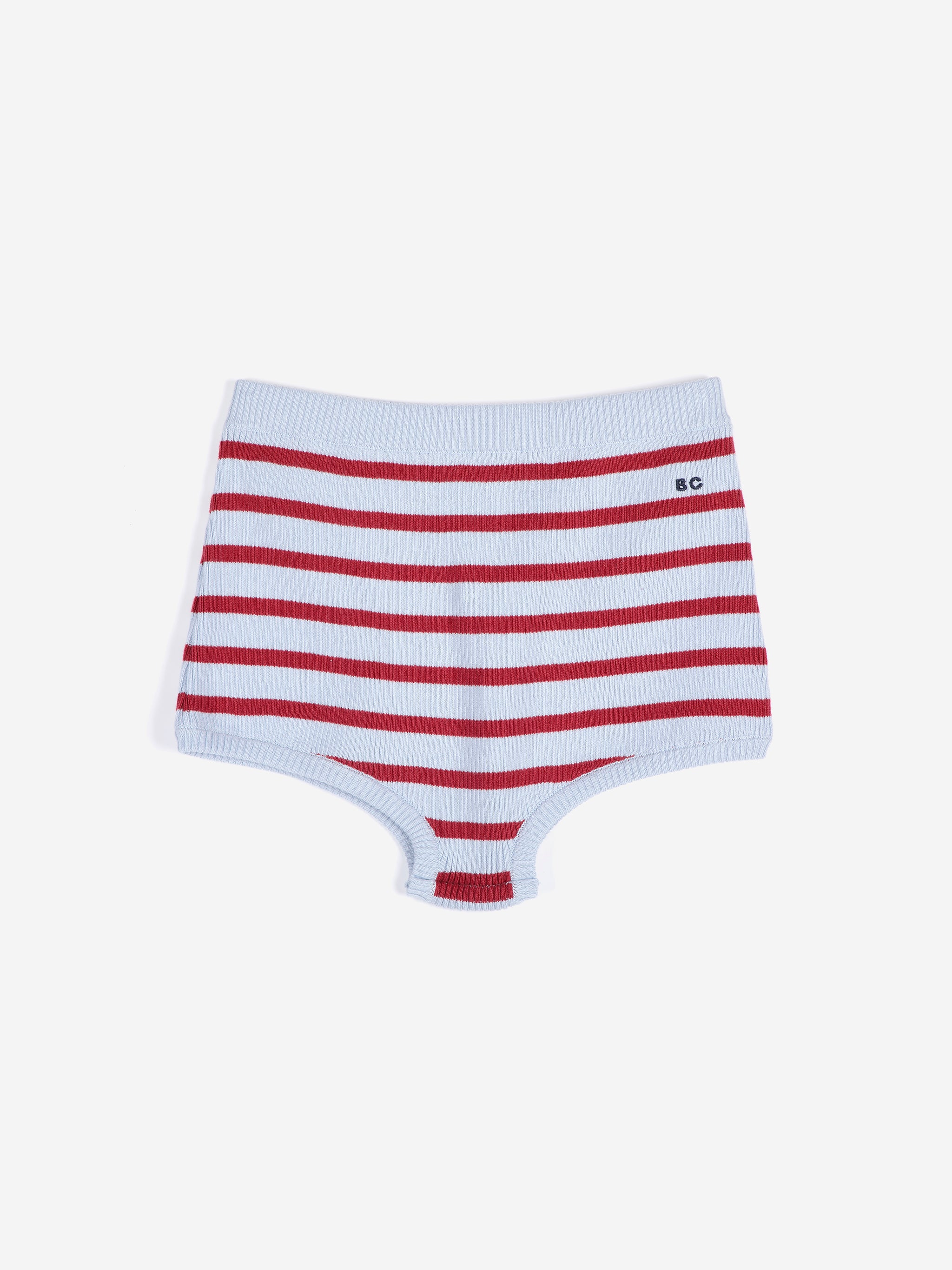 Striped knitted wool cotton minishort blue