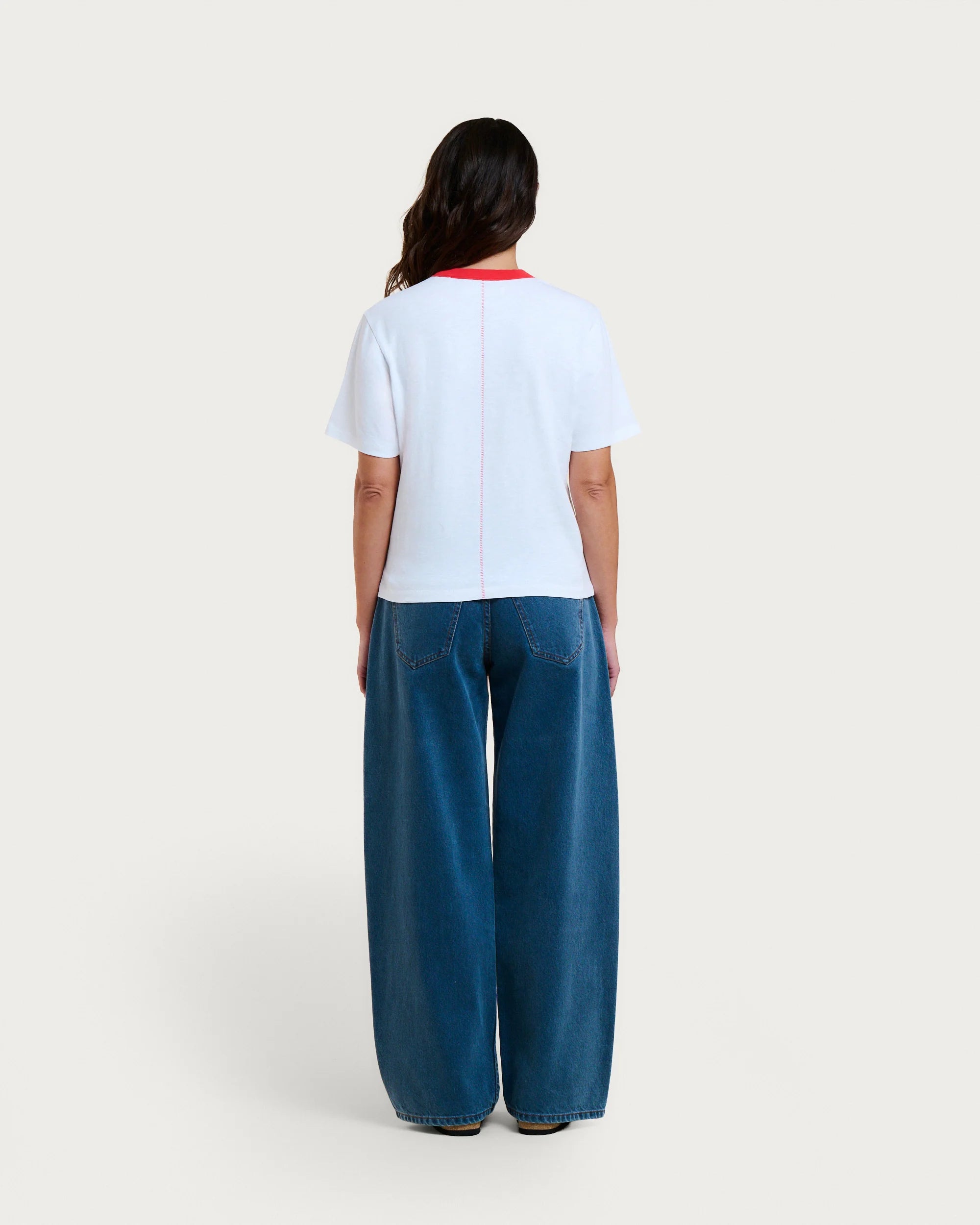 Billie T-shirt, white and red