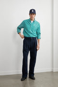 Navy pleated trousers