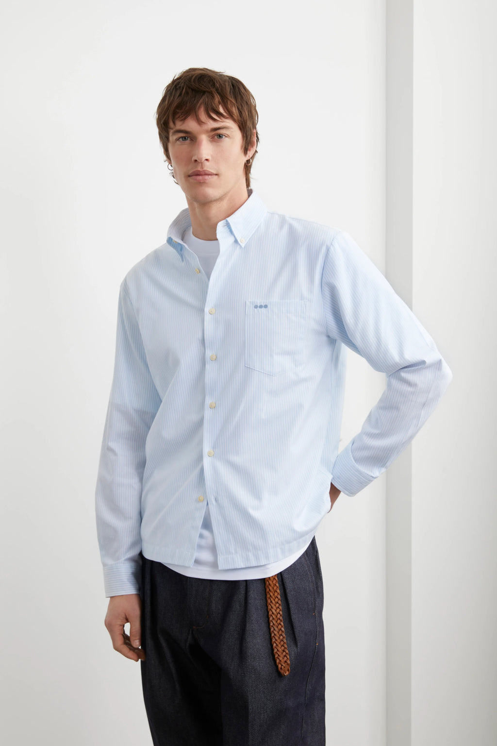 HEOL Blue Striped Oxford Shirt