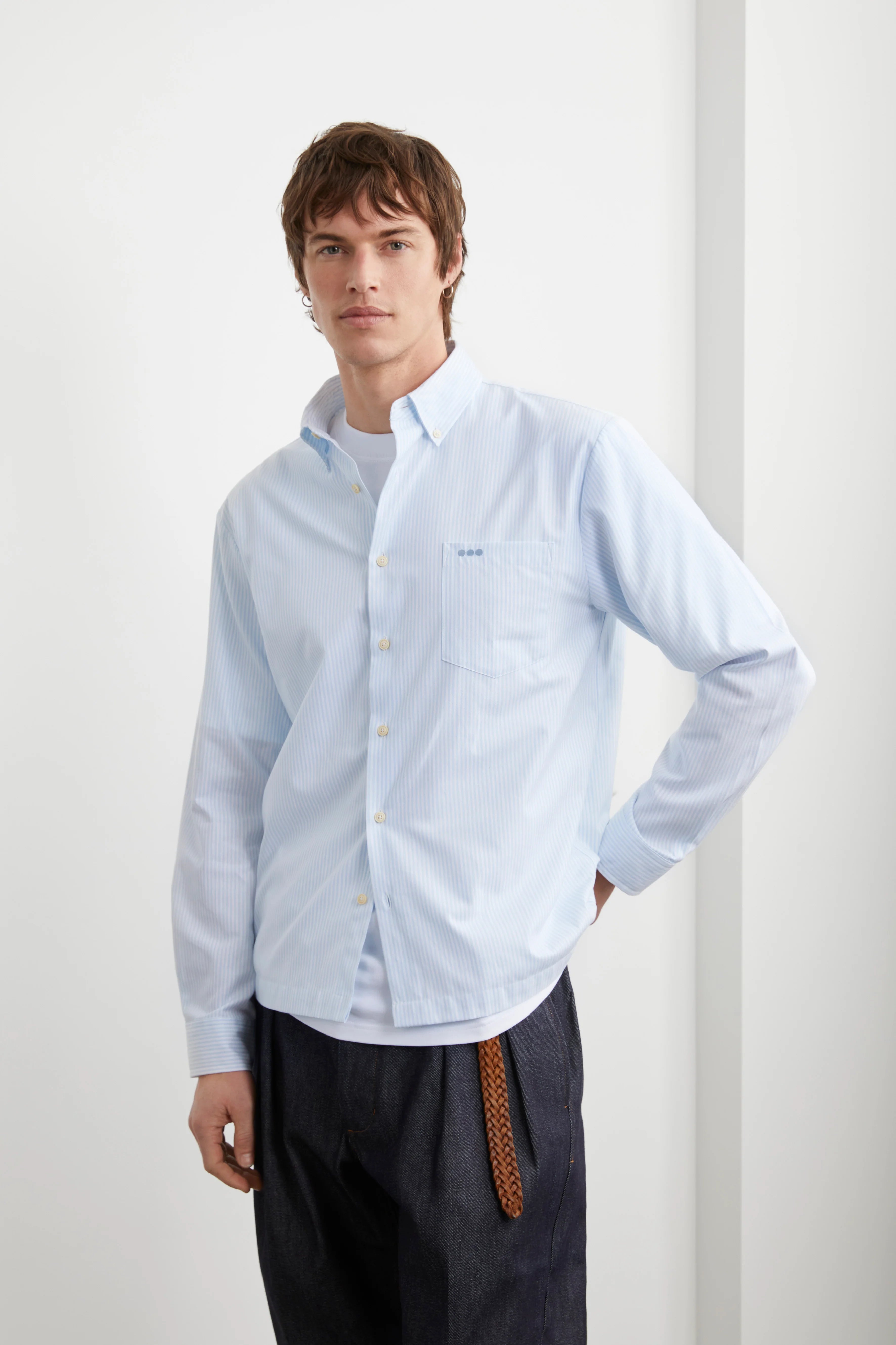 HEOL Blue Striped Oxford Shirt