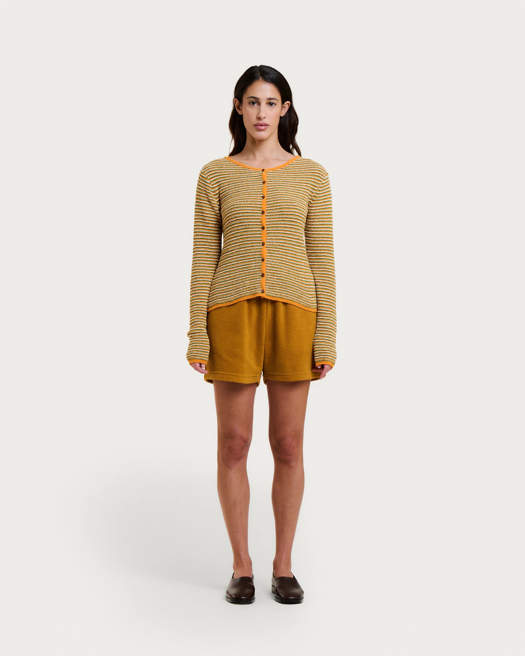 Cleo cardigan orange foam stripes