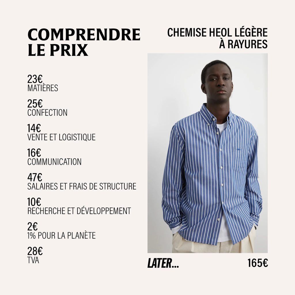Chemise heol bleu lavande rayures roses