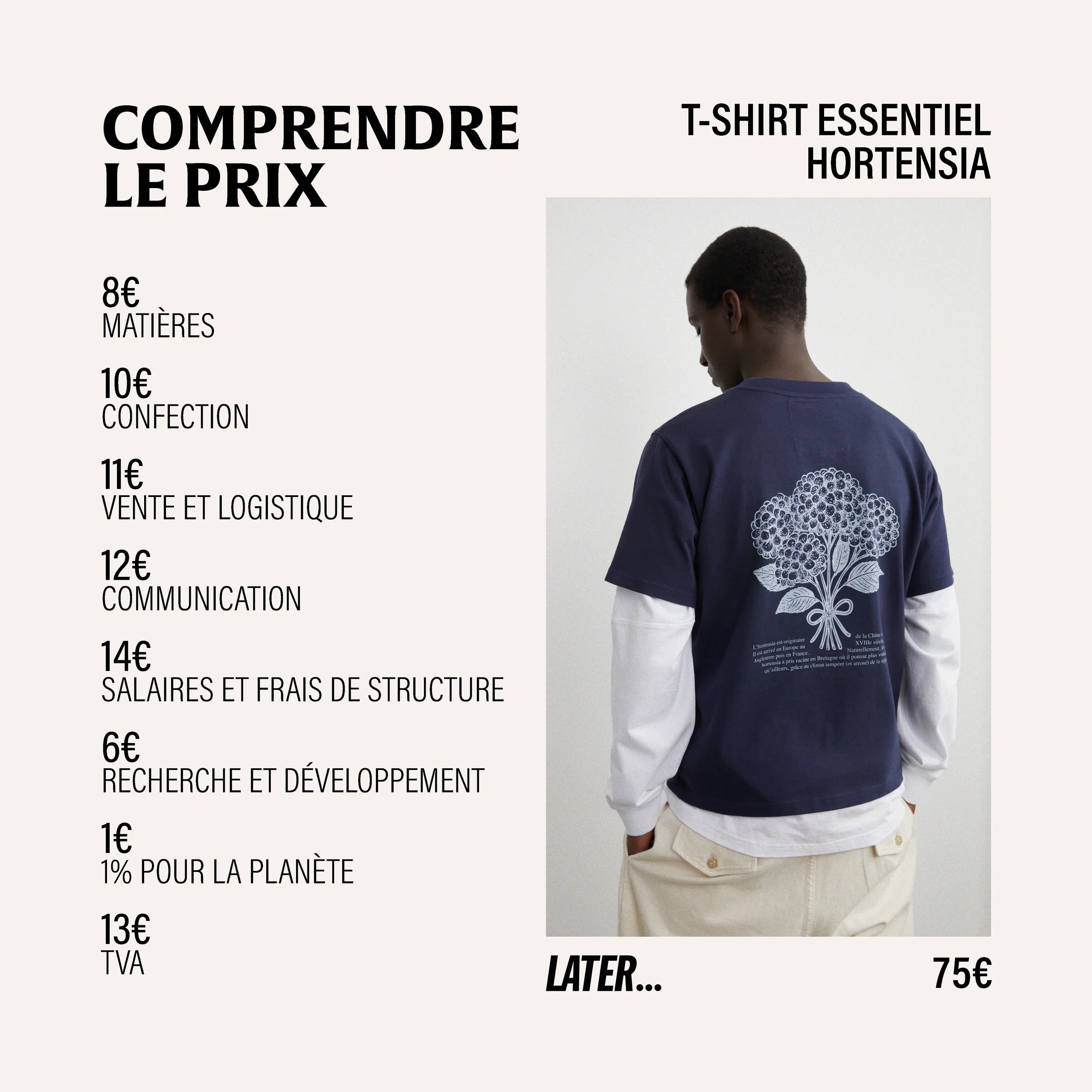 Navy hydrangea t-shirt
