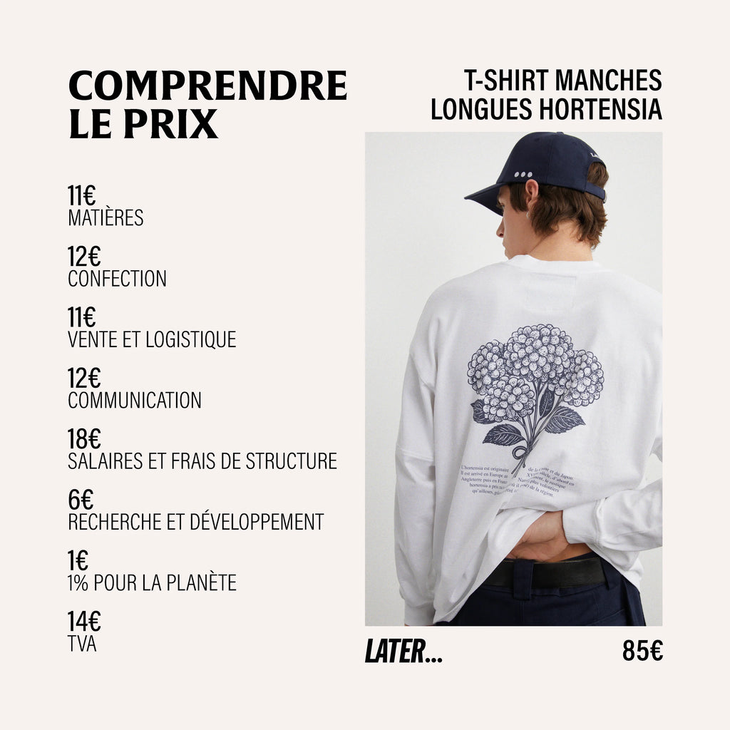 White hydrangea long-sleeved T-shirt