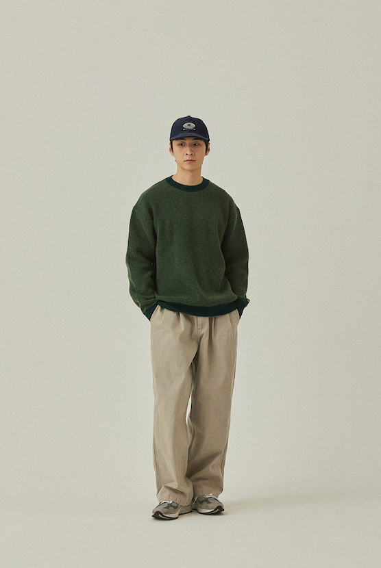 Green ringer round wool knit