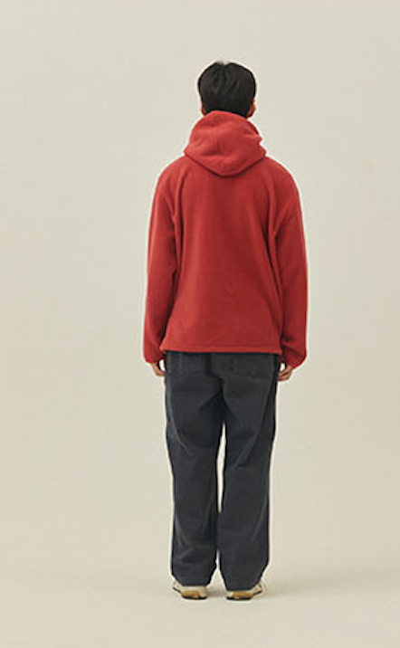 Sunrise fleece button hoodie tomato