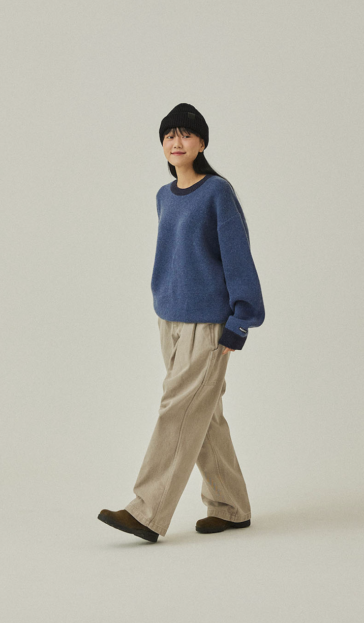 Two-tuck wide cation pants, light beige