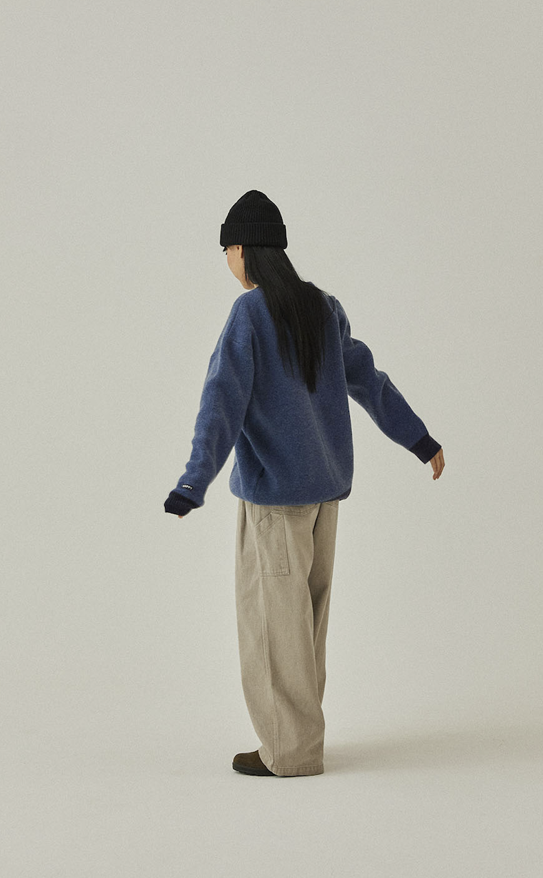 Two-tuck wide cation pants, light beige