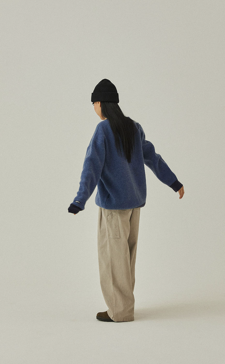 Two-tuck wide cation pants, light beige