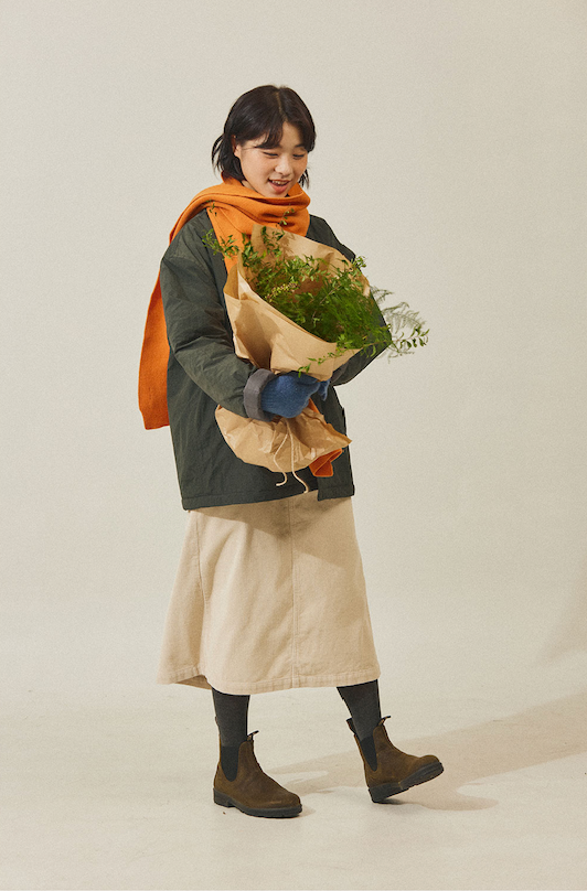 Cream corduroy fatigue skirt