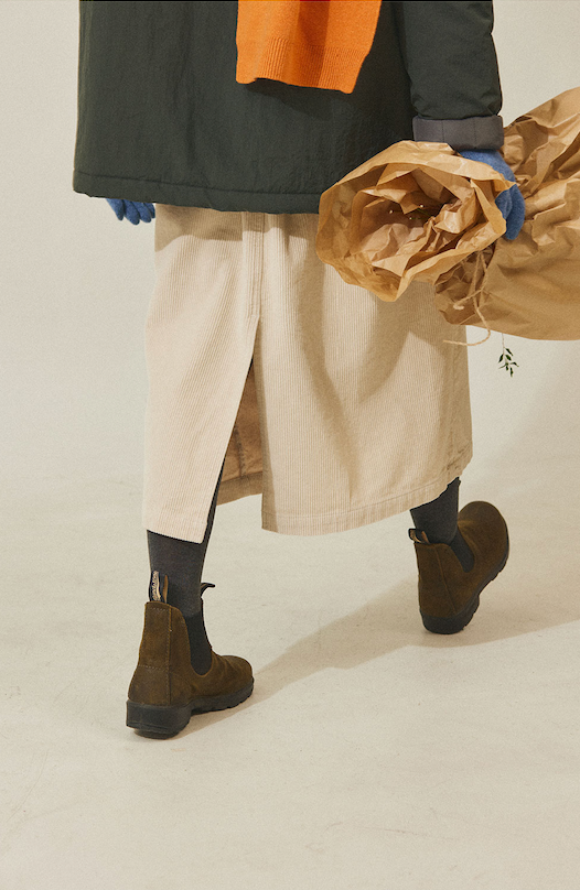 Cream corduroy fatigue skirt