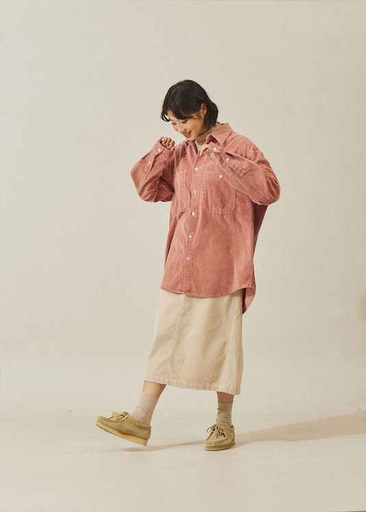 Cream corduroy fatigue skirt