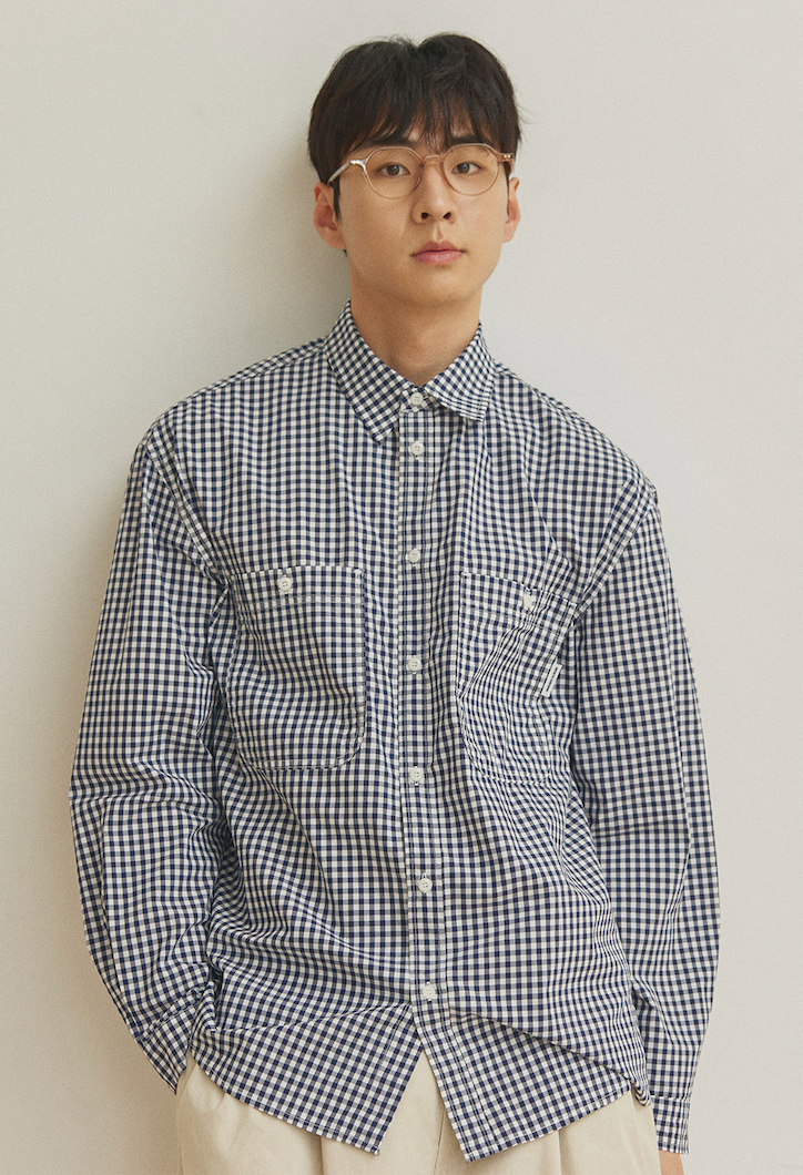 Chemise vichy bleu marine