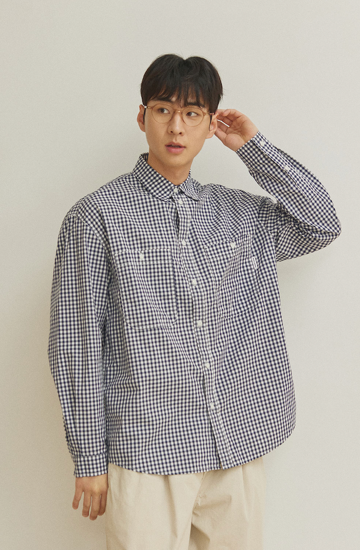 Chemise vichy bleu marine