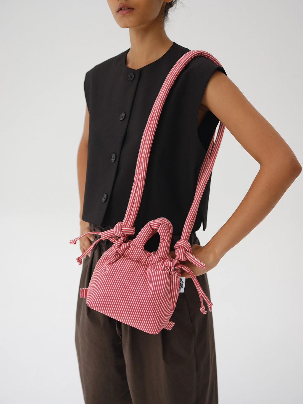 Micro Ona bag coton rayure rouge
