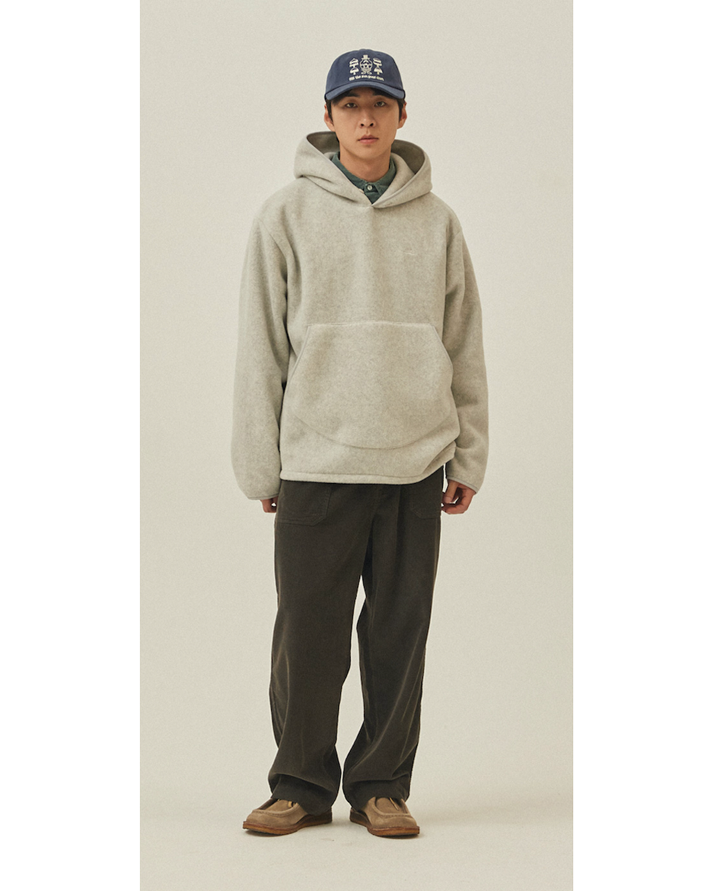 Sunrise fleece button hoodie heather white