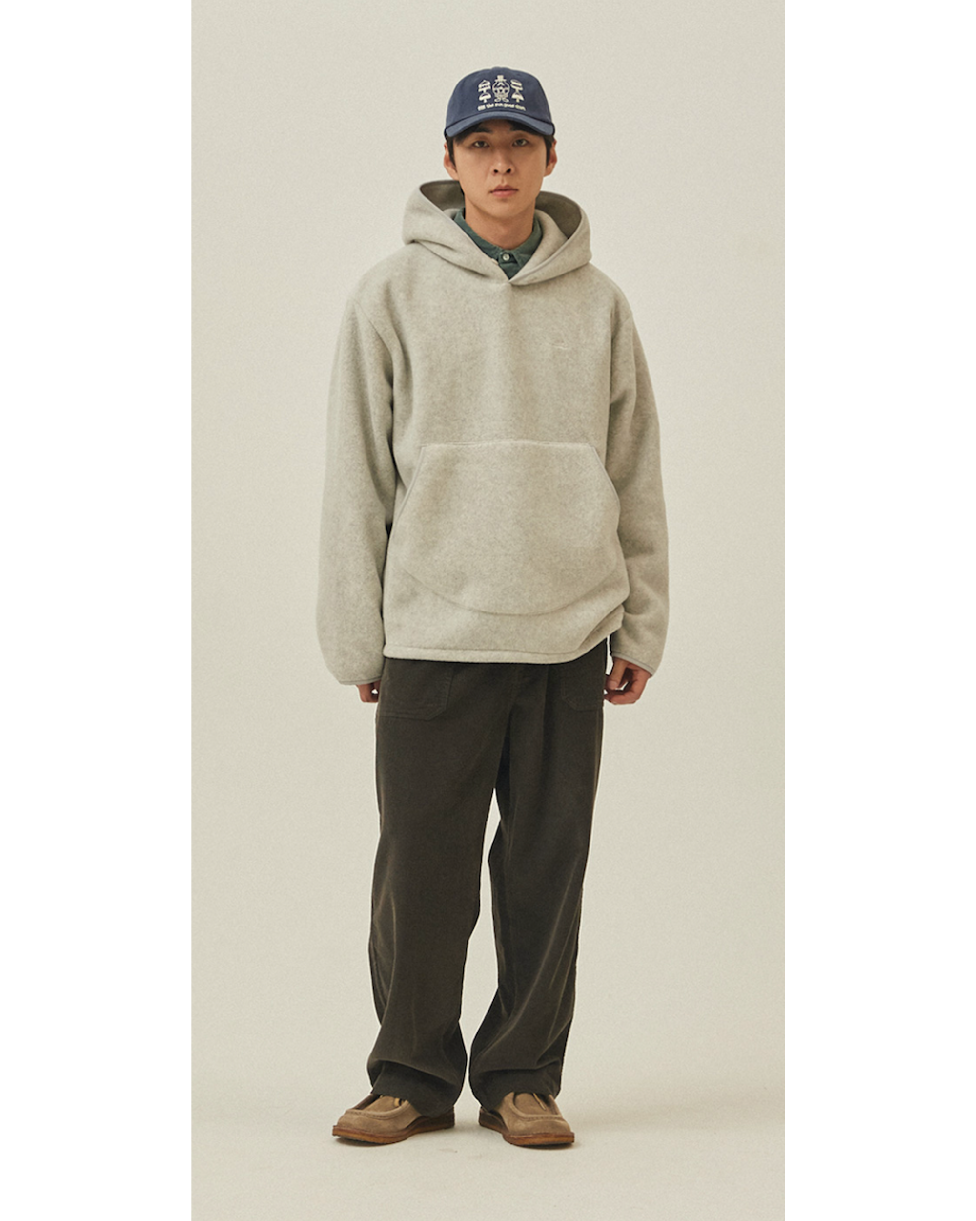 Sunrise fleece button hoodie heather white